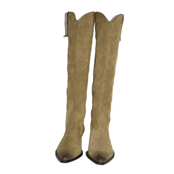 $1100 ISABEL MARANT DENVEE TALL KNEE BOOT SUEDE BROWN WESTERN CUBAN 35 (DC11) - Picture 4 of 8